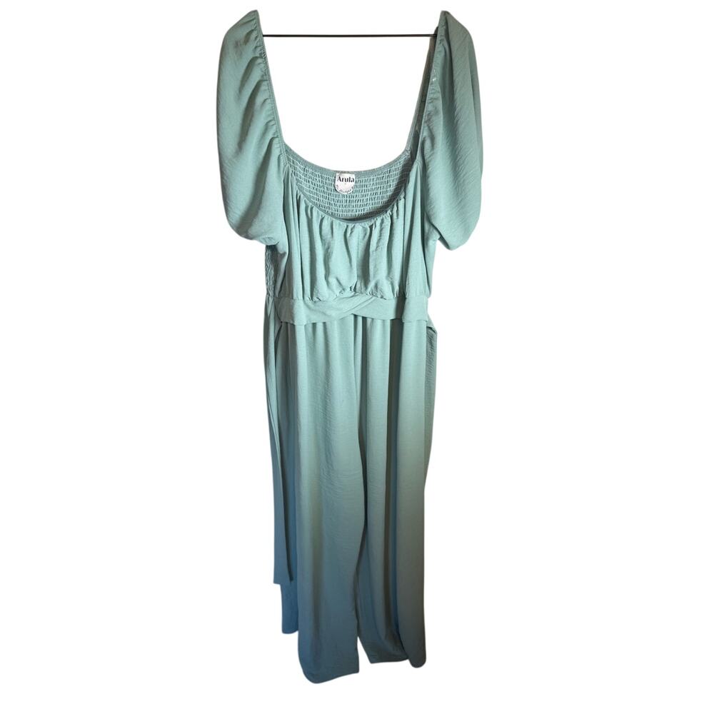 ARULA plus size smocked top flowy lightweight wedding guest tiewaist jumpsuit 2X